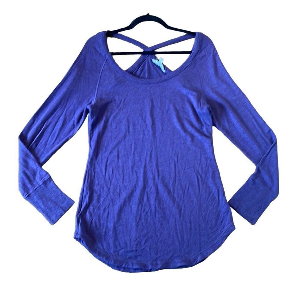 Athleta purple scoop neck cross back blouse small